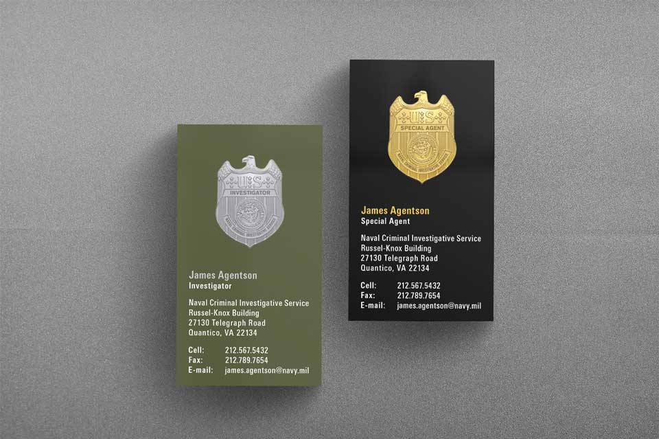 NCIS Naval Criminal Investigative Service Special Agent business card with high-detail badge